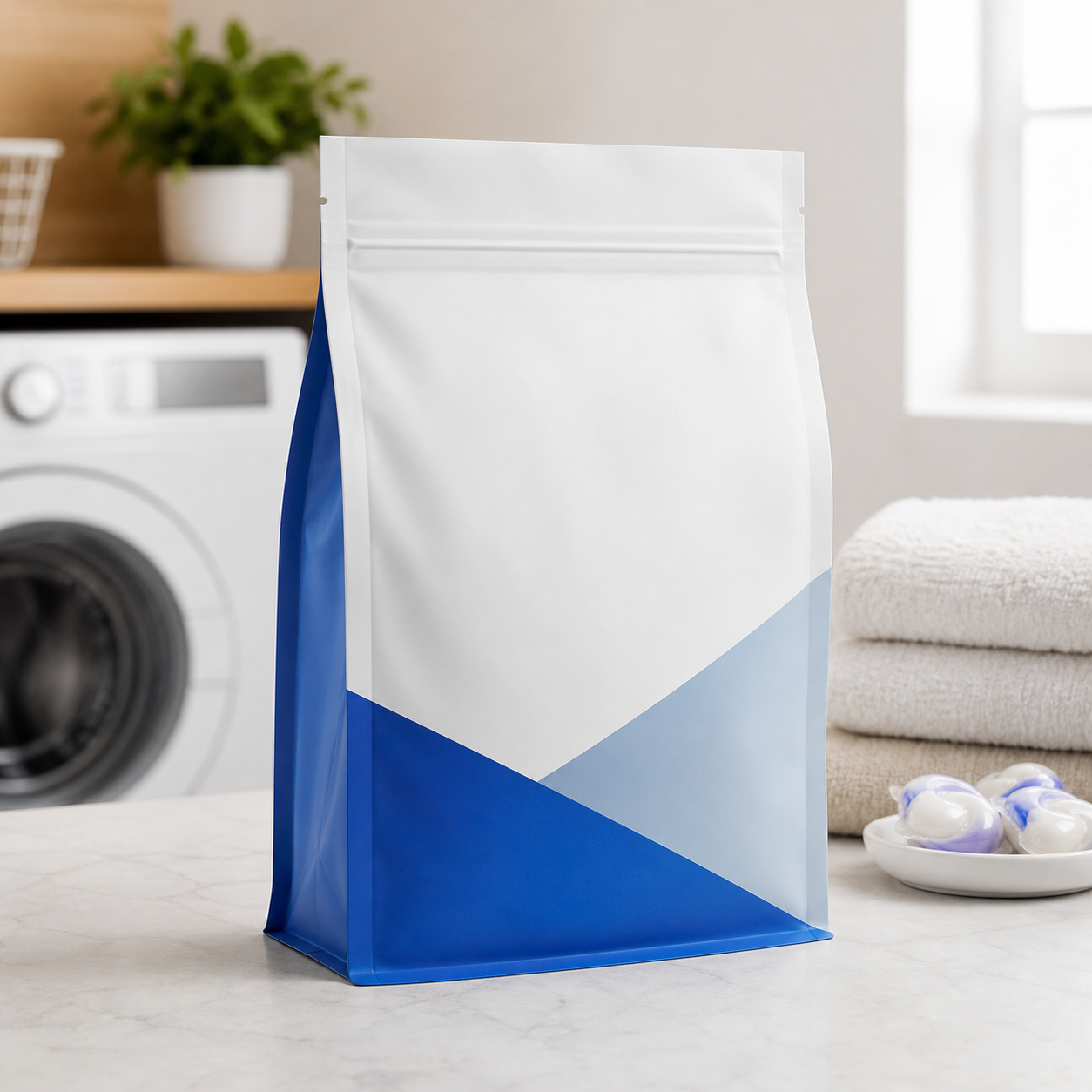 Laundry Detergent Pods Flat-Bottom Pouch for resealable trial