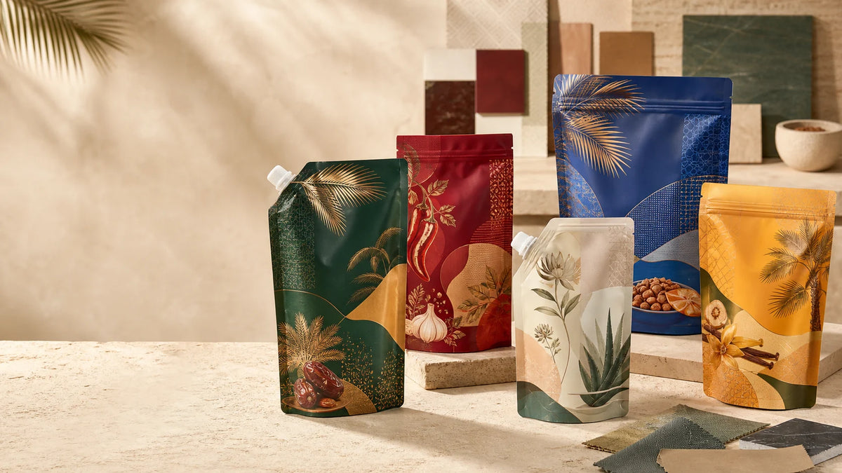 Custom printed United Arab Emirates-market food, beauty, pet, and refill pouch concepts