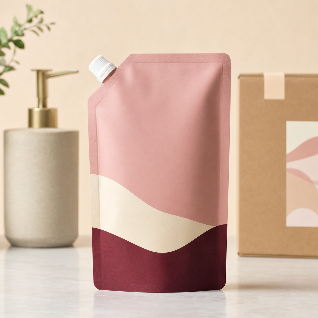 Skincare subscription refill pouch for multi-SKU DTC packaging