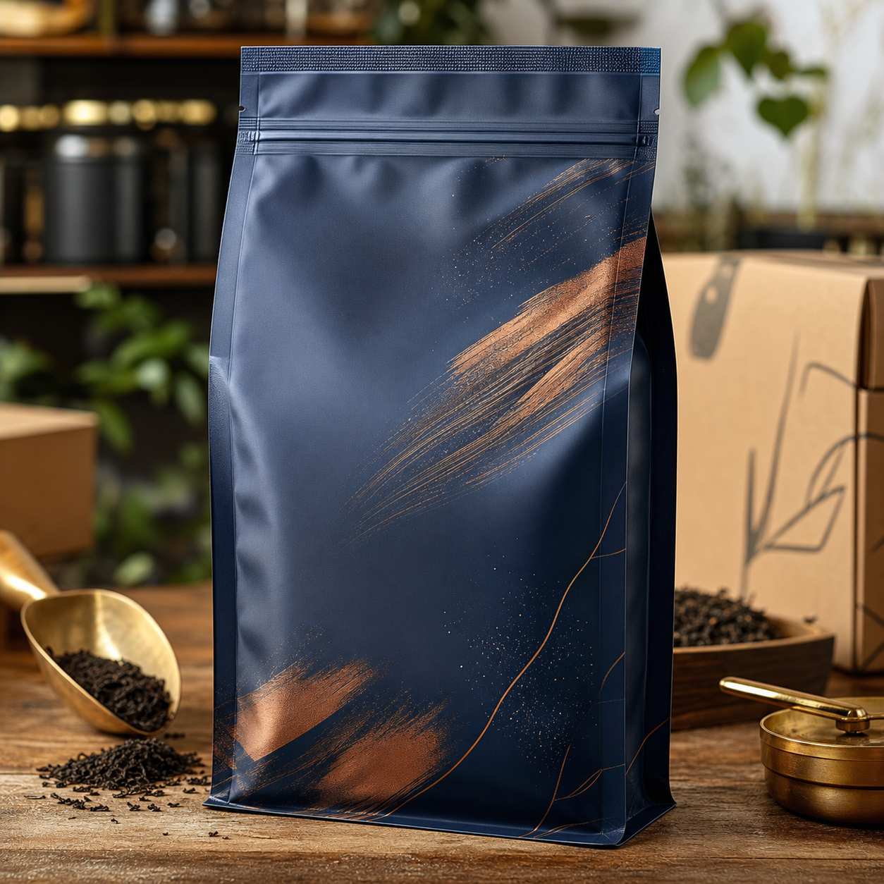 Custom wholesale loose-leaf tea refill side-gusset bag